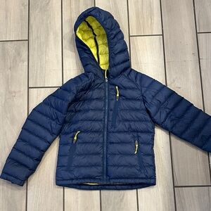 L.L. Bean Kids Puffer Jacket in Navy and Yellow
